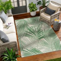 Tappeto per Esterni e Interni Moderno Design Verde e Avorio 120 x 170 cm - Surya