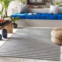 Surya - Tappeto per Esterni e Interni Moderno Design a Righe Grigio e Avorio 200 x 275 cm