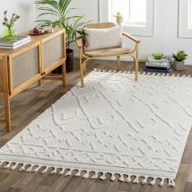 Tappeto Salotto a Pelo Corto Soggiorno Berbero Etnico Avorio 160 x 213 cm - Surya