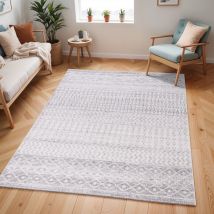 Tappeto Salotto a Pelo Corto Soffice Scandinavo Boho Grigio e Bianco 80 x 150 cm - Surya