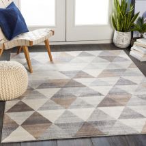 Surya - Tappeto Salotto a Pelo Corto Soggiorno Scandinavo Moderno Bianco e Marrone 160 x 215 cm