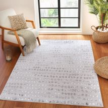 Tappeto Salotto a Pelo Corto Soggiorno Scandinavo a Pois Beige e Bianco 160 x 213 cm - Surya