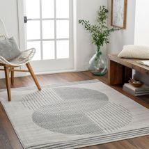 Tappeto Salotto a Pelo Corto Soggiorno Scandinavo Moderno Beige e Grigio 200 x 275 cm - Surya