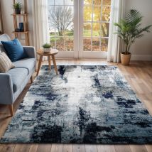 Surya - Tappeto Salotto a Pelo Corto Soggiorno Astratto Moderno Blu e Bianco 160 x 220 cm