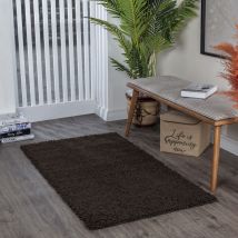 Tappeto Salotto a Pelo Lungo Soggiorno Shaggy Unicolore Chic Marrone Scuro 80 x 150 cm - Surya