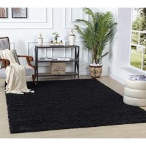 Tappeto Salotto a Pelo Lungo Soggiorno Shaggy Unicolore Chic Nero 100 x 200 cm - Surya
