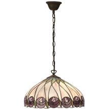 Interiors Hutchinson - Luminaire suspendu moyen à 1 lumière, bronze foncé, verre Tiffany, E27