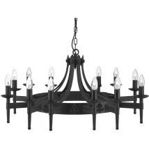 Searchlight - Cartwheel - Plafonnier à 12 ampoules à bras multiples noir, E14
