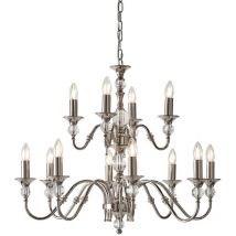 Interiors - Lustre à 12 ampoules, plaque de nickel poli et fini cristal, E14