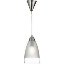 Searchlight Metal And Glass - Suspension à 1 ampoule au fini chrome avec abat-jour en verre transparent et givré, E27
