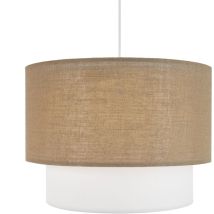 Suspension Bela En Rotin Et Lin Blanc Ø50 Cm - Luminaire Naturel Et Écoresponsable - Douille E27