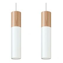 Sollux - Suspension 2 Lampes Bois Blanc pour Ampoules GU10 - silamp