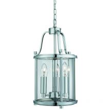 Searchlight Victorian Lanterns - Suspension lanterne à 3 ampoules au chrome, verre trois, E14