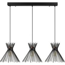 Cotecosy - Lustre Noir Contemporain, Design Élégant, 104x34 cm, Hauteur 129 cm, Pour Salon ou Salle de Conférence