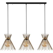 Cotecosy - Grand Lustre en Métal Noir, 104x34 cm, Hauteur 129 cm, Pour Grande Salle à Manger ou Hall d'Entrée