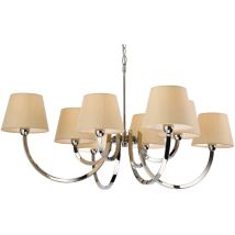 Firstlight Products - Firstlight Fairmont - Lustre À 8 Bras Multiples En Acier Inoxydable Poli, Abat-jour En Lin Crème, E14