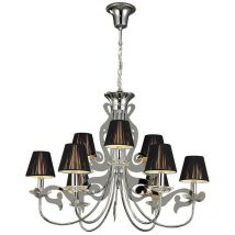 Inspired Mantra Acanto Suspension ronde 9 lumières E14, chrome poli avec abat-jour noirs
