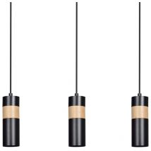 Epikasa - Suspension Akari, Acier peint par poudrage, Bois, Noir, 60x100x6 cm
