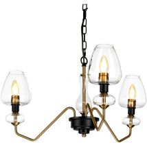 Elstead - Suspension à 3 lampes Armand, laiton vieilli, abat-jour en verre