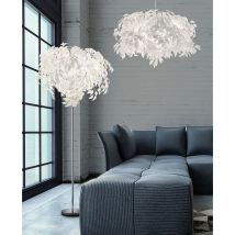 Reality Leuchten - Suspension lampe suspension feuille lumière salle à manger lampe salon chambre lumière feuilles blanches, métal chromé, 4 ampoules