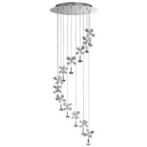 Inspired Diyas Aviva - Plafonnier Cluster Suspension 12 Lumière 4000K led Chrome Poli, Cristal