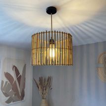 Bazardeluxe - Suspension bambou D35cm vendue avec monture noire