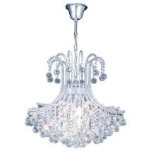 Inspired Diyas Bask - Plafonnier rond à 6 ampoules, chrome poli, cristal