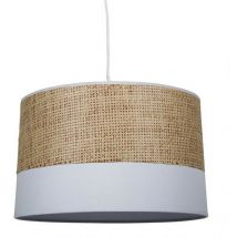 Ostaria - Suspension bi-matière cannage et tissu blanc
