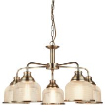 Searchlight - Bistro - Plafonnier à 5 bras multiples blanc, laiton antique, E27