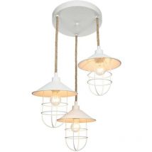 Suspension Bulut ASZ0632 3 lumières métal blanc et corde