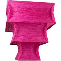 Corep - Suspension carree tissu crepon rose fushia luminaire plafond zen