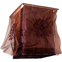 Suspension carree tissu organza bordeaux fleur lotus luminaire plafond zen