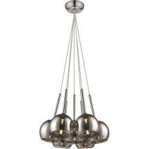 Spring Lighting - Suspension à 7 ampoules, chrome avec abat-jour en verre, G9