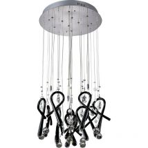 Inspired Class Luminaire suspendu rond à 10 ampoules G4, chrome poli/verre noir/cristal, non compatible led/cfl
