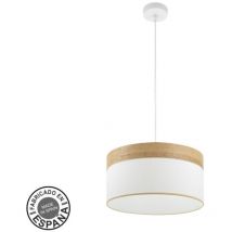 Suspension Cloe 1xe27 Blanc/blanc-bois clair Regx40x40 cm