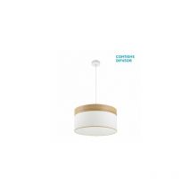 Suspension Cloe 2xE27 Blanc/blanc-bois clair Regx50x50 cm