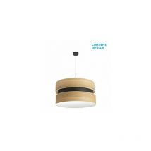 Senko - Suspension Colet 3xe27 Noir/Bois clair Regx60x60 Cm