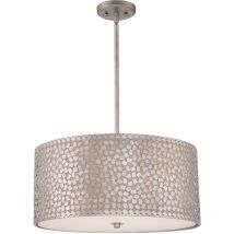Elstead - Confetti - Grand luminaire suspendu rond à 4 ampoules au fini argent vieilli, E27
