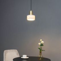 Kosilum - Suspension cylindrique marbre et métal doré - Meryl