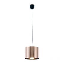 Inspired Lighting - Inspired Deco - Dako - Black Ceiling Pendant 1 Light E27 with 200 x 150mm Metallic Copper Cylinder Shade, c, w Ceiling Bracket