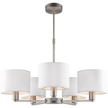 Plafonnier à 5 bras multiples, nickel mat, effet soie blanche vintage, E14 - Endon