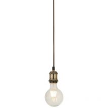 Searchlight - Suspension de câble de lumière en laiton antique de 1 avec le câble textile brun de 1.5Mtr
