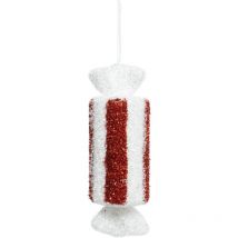 Suspension de Noël Bonbon Long Blanc et Rouge h 28 cm - Feeric Christmas