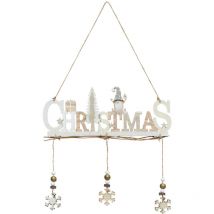 Suspension de Noël en Bois avec déco Christmas Gnome et Floçons h 29.5 cm - Feeric Christmas