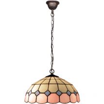 Fijalo - Lampe à suspension avec chaîne et abat-jour Tiffany diamètre 40 cm Série Rose