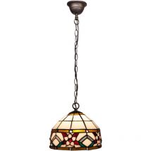 Fijalo - Lampe à suspension avec chaîne et abat-jour Tiffany diamètre 20 cm Série Museum