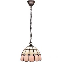 Lampe à suspension avec chaîne et abat-jour Tiffany diamètre 20 cm Série Rose