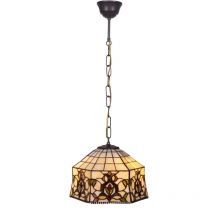 Fijalo - Lampe à suspension avec chaîne et abat-jour Tiffany Diamètre 30 cm Série Hexa