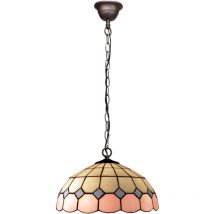 Lampe à suspension avec chaîne et abat-jour Tiffany diamètre 30 cm Série Rose