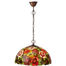 Lampe à suspension avec chaîne et abat-jour Tiffany diamètre 45 cm Série New York